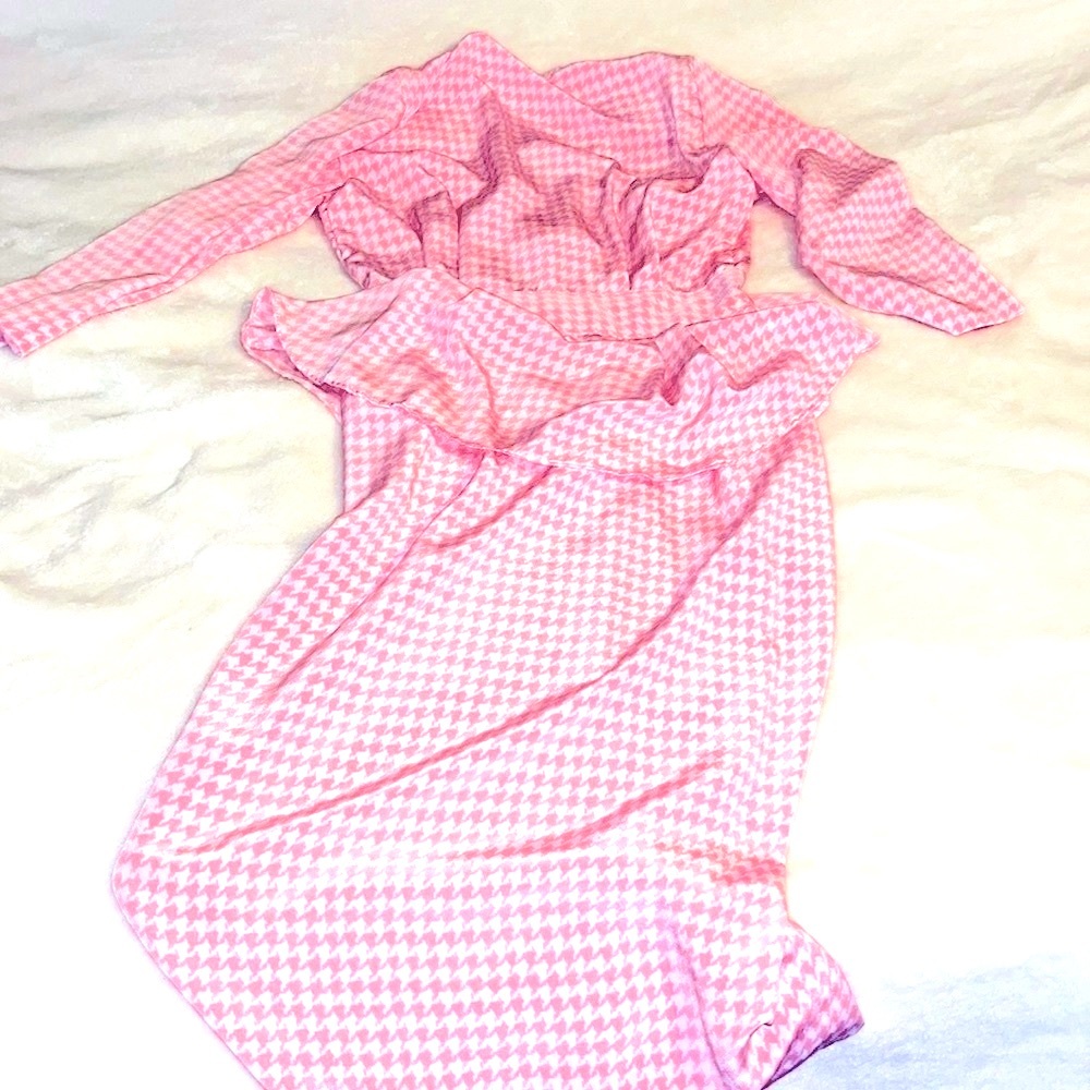 Vintage handmade pretty pink checkered cottage core dress